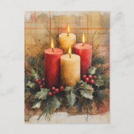 Gezellige kerstkaarsen feestdagenkaart