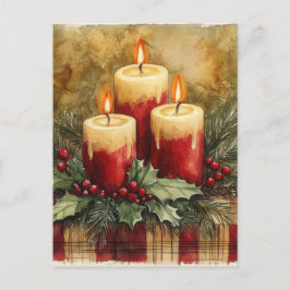 Gezellige kerstkaarsen feestdagenkaart