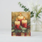 Gezellige kerstkaarsen feestdagenkaart (Staand voorkant)