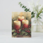 Gezellige kerstkaarsen feestdagenkaart (Staand voorkant)