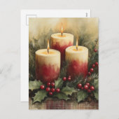 Gezellige kerstkaarsen feestdagenkaart (Voorkant / Achterkant)