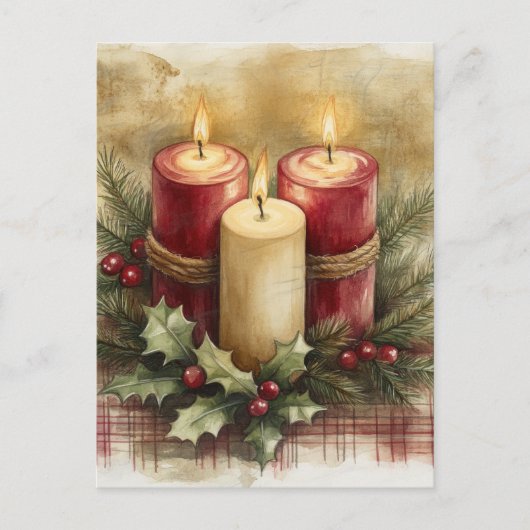 Gezellige kerstkaarsen feestdagenkaart (Voorkant)