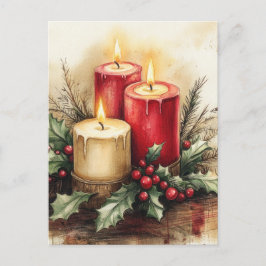 Gezellige kerstkaarsen feestdagenkaart