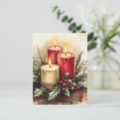 Gezellige kerstkaarsen feestdagenkaart (Staand voorkant)