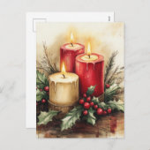 Gezellige kerstkaarsen feestdagenkaart (Voorkant / Achterkant)