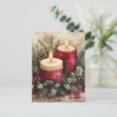 Gezellige kerstkaarsen feestdagenkaart (Staand voorkant)