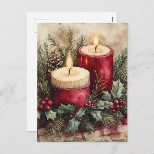 Gezellige kerstkaarsen feestdagenkaart (Voorkant / Achterkant)