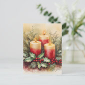 Gezellige kerstkaarsen feestdagenkaart (Staand voorkant)