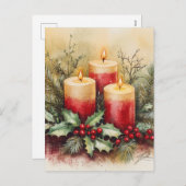 Gezellige kerstkaarsen feestdagenkaart (Voorkant / Achterkant)