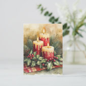 Gezellige kerstkaarsen feestdagenkaart (Staand voorkant)