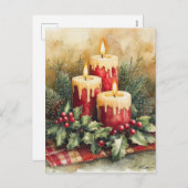 Gezellige kerstkaarsen feestdagenkaart (Voorkant / Achterkant)