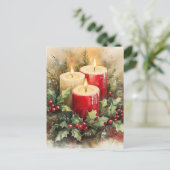Gezellige kerstkaarsen feestdagenkaart (Staand voorkant)