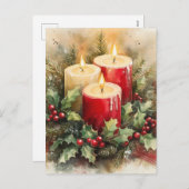 Gezellige kerstkaarsen feestdagenkaart (Voorkant / Achterkant)
