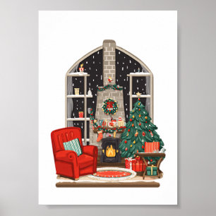 Gezellige kerstkamerscène – Warmte tijdens de fees Poster