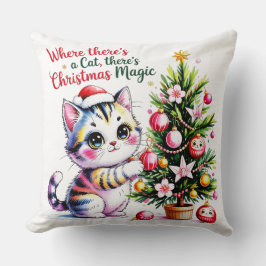 Gezellige Kerstkat - Festieve Huisdecoratie Cadeau Kussen