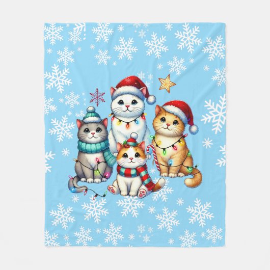 Gezellige kerstkat fleece deken (Voorkant)