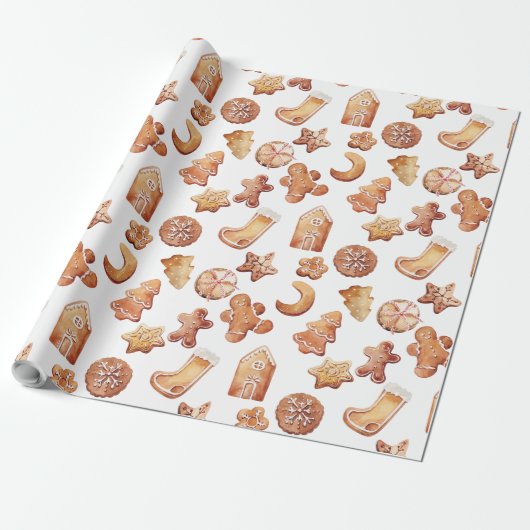 Gezellige kerstkoekjes inpakpapier (Uitgerold)