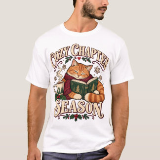 Gezellige Kerstlectuur Seizoen Katten T-shirt