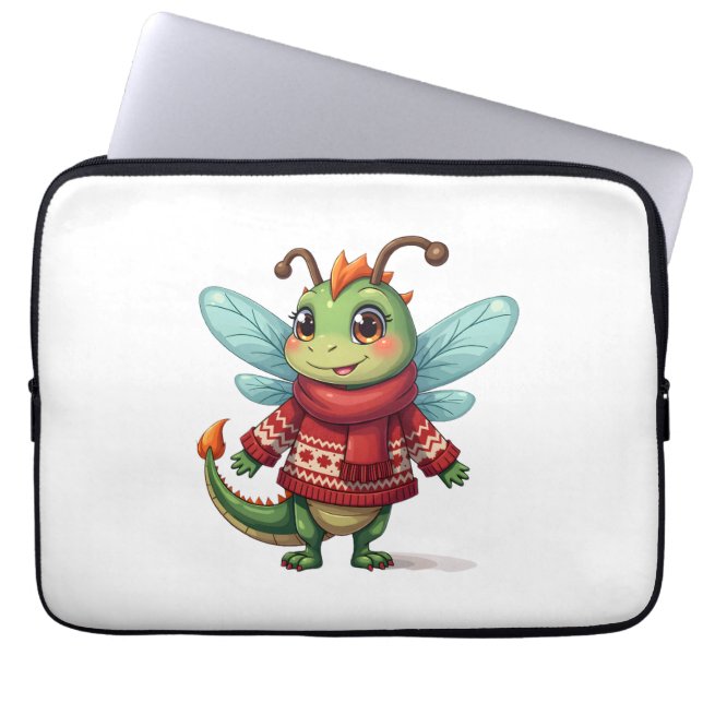 Gezellige kerstlibel laptop sleeve (Voorkant)