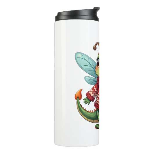 Gezellige kerstlibel thermosbeker (Gedraaid links)