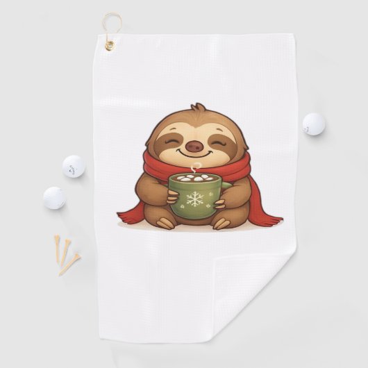 Gezellige kerstluiaard met warme chocolademelk – S Golfhanddoek (Insitu)