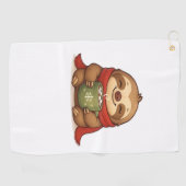 Gezellige kerstluiaard met warme chocolademelk – S Golfhanddoek (Horizontaal)