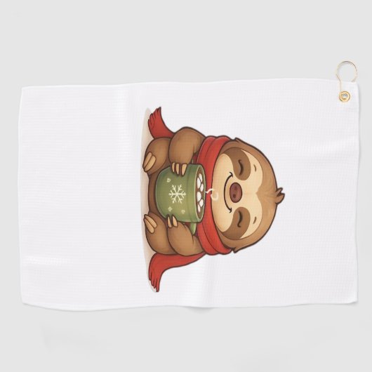 Gezellige kerstluiaard met warme chocolademelk – S Golfhanddoek (Horizontaal)