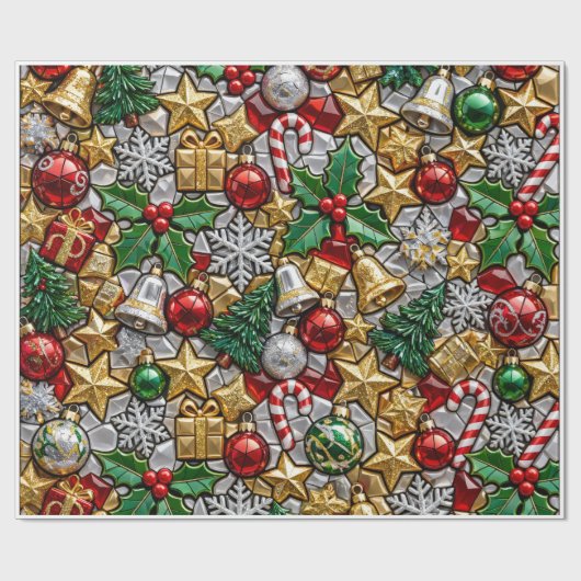 Gezellige Kerstman Boom Heet Chocolade Kerst Mosaï Cadeaupapier (Vlak)
