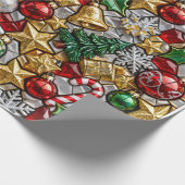 Gezellige Kerstman Boom Heet Chocolade Kerst Mosaï Cadeaupapier (Hoek)