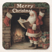 gezellige kerstman kartonnen onderzetters (Voorkant)