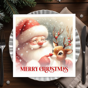 Gezellige Kerstman Rudolph Kerstfeest Eetservet Servet