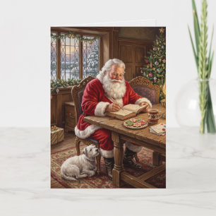 Gezellige Kerstman schrijft Kerstmis Kaart