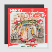 Gezellige kerstmantel met hond en kat (Voorkant / Achterkant)