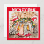 Gezellige kerstmantel met hond en kat kaart (Voorkant / Achterkant)