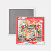 Gezellige kerstmantel met hond en kat magneet (Voorkant / Achterkant)