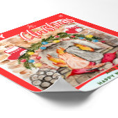 Gezellige kerstmantel met hond en kat poster (Hoek)