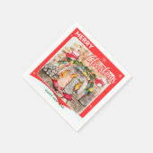 Gezellige kerstmantel met hond en kat servet (Hoek)