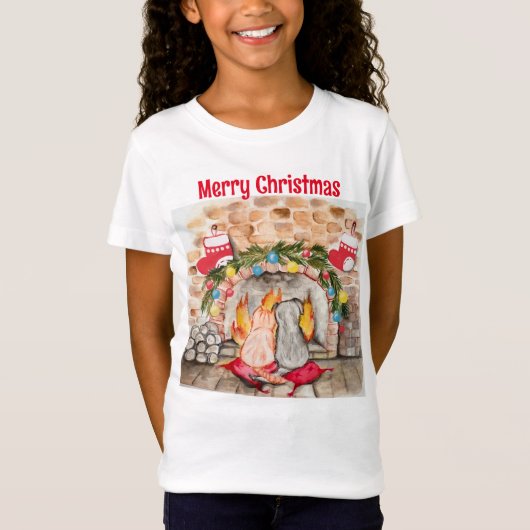 Gezellige kerstmantel met hond en kat t-shirt (Voorkant)
