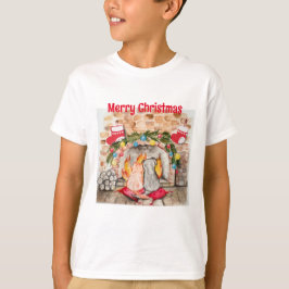 Gezellige kerstmantel met hond en kat t-shirt