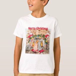 Gezellige kerstmantel met hond en kat t-shirt