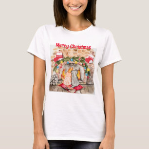 Gezellige kerstmantel met hond en kat t-shirt