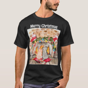 Gezellige kerstmantel met hond en kat t-shirt