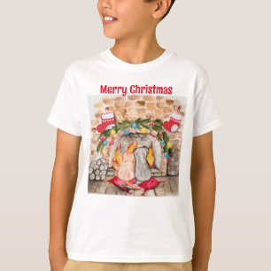 Gezellige kerstmantel met hond en kat t-shirt