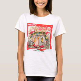 Gezellige kerstmantel met hond en kat t-shirt