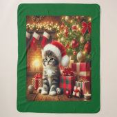 Gezellige Kerstmis Kitten grote Sherpa deken (Voorkant)