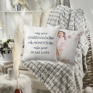 Gezellige Kerstmis Quote Foto Navy Wit Kussen