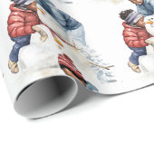 Gezellige Kerstmis Sneeuwman Cadeaupapier (Rol Hoek)