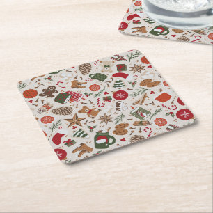Gezellige Kerstmis & Spice Kartonnen Onderzetters
