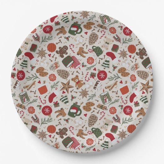 Gezellige Kerstmis & Spice Papieren Bordje (Voorkant)