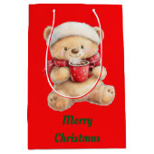 Gezellige Kerstmis Teddy Bear Gift Bag Medium Cadeauzakje (Voorkant)